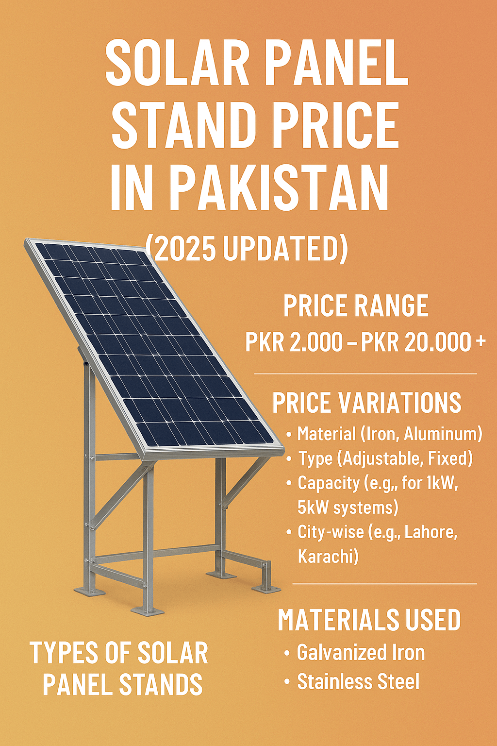 Best Solar Panel Stand Prices in Pakistan – Types & Cost Guide 2025